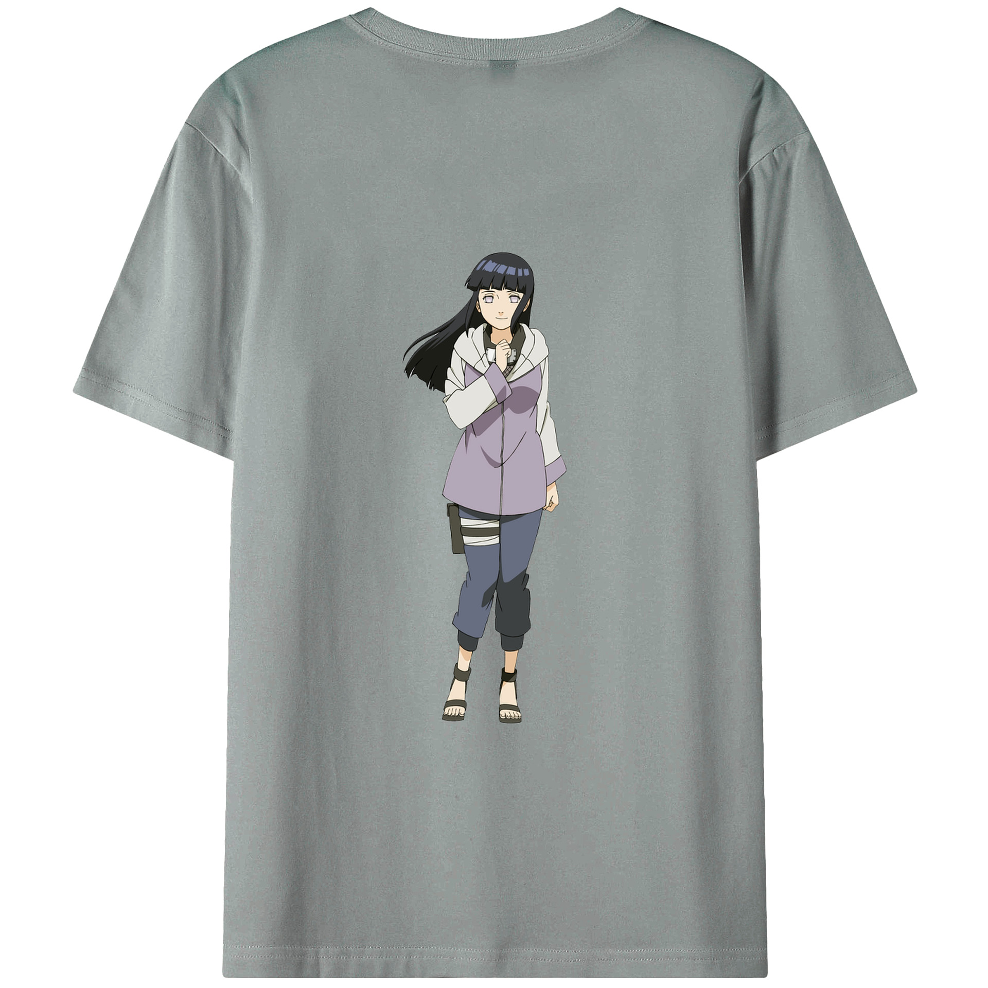 （画像用） NARUTO -ナルト- 日向ヒナタ Hyūga Hinata 綿100％ メンズ半袖Tシャツ（バックプリント） 通気性
